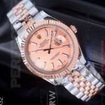 Perfect Replica Rolex Datejust Rose Gold Face Rose Gold Fluted Bezel 41mm Watch